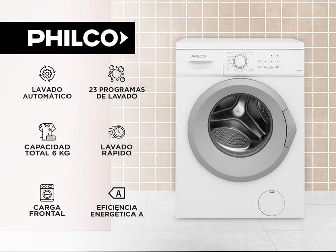 Lavarropas Automático Philco Frontal 6kg Gris Eficiencia A - 1
