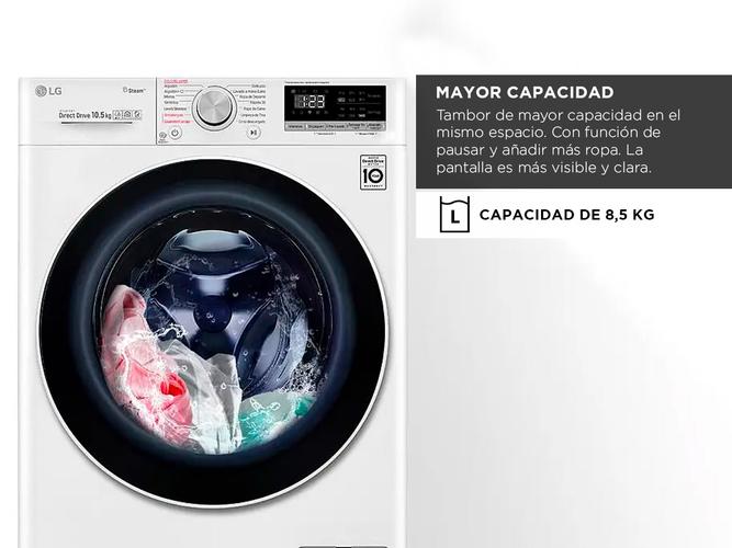  Lavarropas LG Carga Frontal Inverter 8.5kg Blanco WM85WVC5S6P - 2