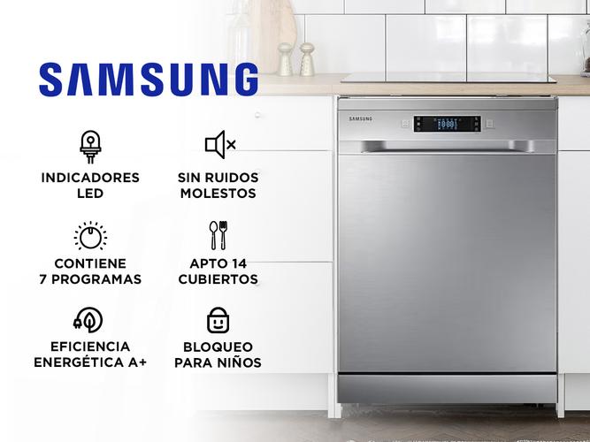  Lavavajilla Samsung 14 Cubiertos Dw60m6050fs Plateado Silver - 1