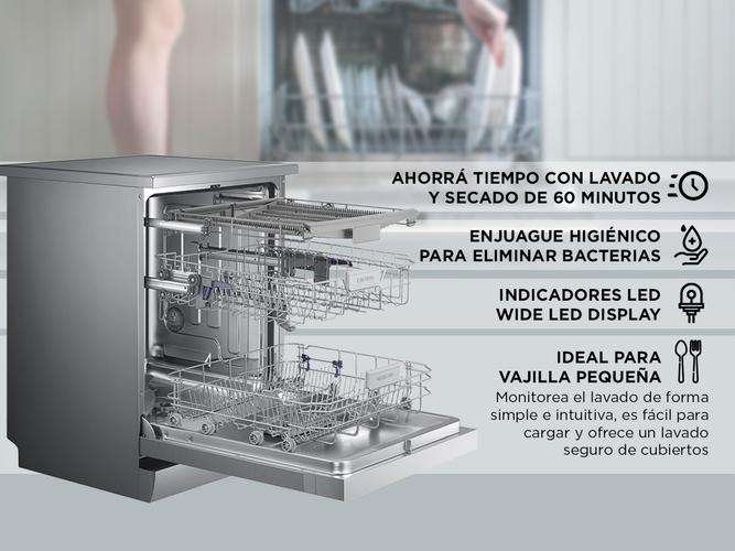  Lavavajilla Samsung 14 Cubiertos Dw60m6050fs Plateado Silver - 2