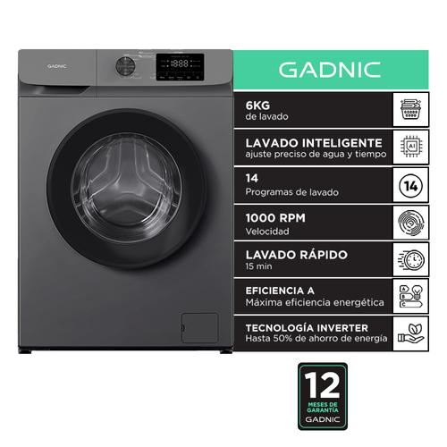 Lavarropas Gadnic 6 kg 1000 RPM 14 Programas 1850W Clase A Gris Outlet - 0