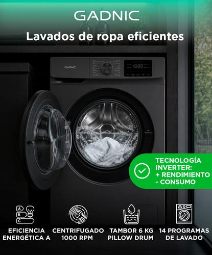 Lavarropas Automático Gadnic Gris 6 Kg Slim Fit Tecnología Inverter 1000 RPM Carga Frontal 14 Programas Lavado Rápido 15 Min  - 1