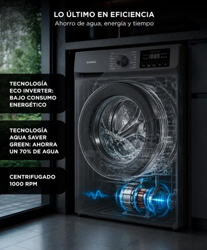 Lavarropas Automático Gadnic Gris 6 Kg Slim Fit Tecnología Inverter 1000 RPM Carga Frontal 14 Programas Lavado Rápido 15 Min  - 2