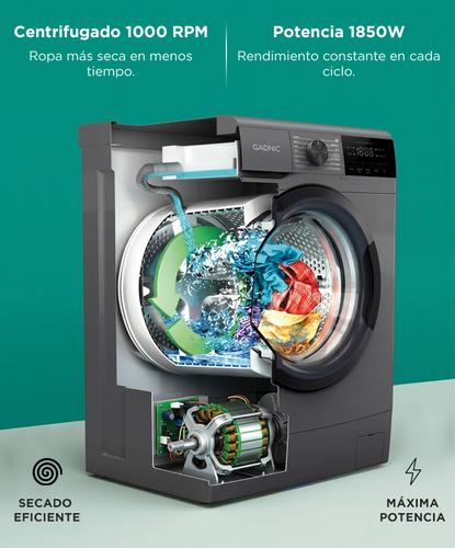 Lavarropas Gadnic 6 kg 1000 RPM 14 Programas 1850W Clase A Gris - 2