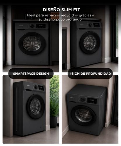 Lavarropas Automático Gadnic Gris 6 Kg Slim Fit Tecnología Inverter 1000 RPM Carga Frontal 14 Programas Lavado Rápido 15 Min  - 5