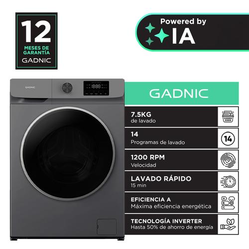 Lavarropas Automatico Gadnic 7.5 Kg Carga Frontal 14 Programas Inverter 1200 RPM Gris Oscuro - 0