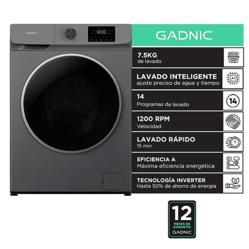 Lavarropas Automatico Gadnic 7.5 Kg Carga Frontal 14 Programas Inverter 1200 RPM Gris Oscuro - 0