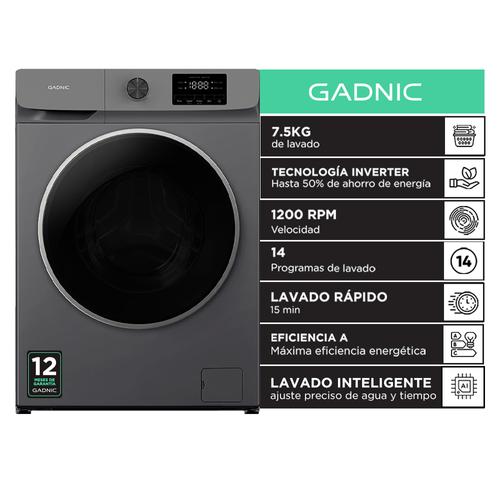 Lavarropas Automático Gadnic 7.5 Kg Tecnología Inverter 1200 RPM Carga Frontal 14 Programas Lavado Rápido 15 Min  - 0