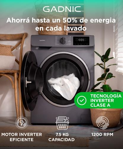 Lavarropas Automatico Gadnic 7.5 Kg Carga Frontal 14 Programas Inverter 1200 RPM Gris Oscuro - 1