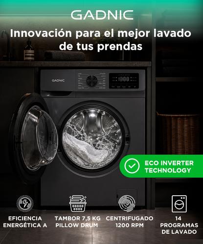 Lavarropas Automático Gadnic 7.5 Kg Tecnología Inverter 1200 RPM Carga Frontal 14 Programas Lavado Rápido 15 Min  - 1