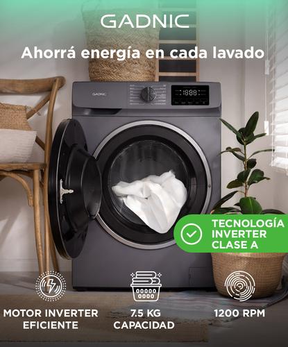 Lavarropas Automatico Gadnic 8 Kg Carga Frontal 14 Programas Inverter 1200 RPM Gris Oscuro - 1