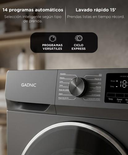 Lavarropas Automatico Gadnic 8 Kg Carga Frontal 14 Programas Inverter 1200 RPM Gris Oscuro - 3