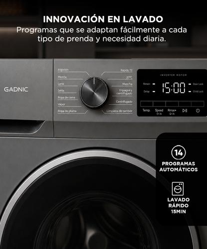 Lavarropas Automático Gadnic 7.5 Kg Tecnología Inverter 1200 RPM Carga Frontal 14 Programas Lavado Rápido 15 Min  - 5
