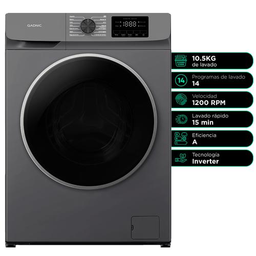 Lavarropas Automatico Gadnic 10 Kg Carga Frontal 14 Programas Inverter 1200 RPM Gris Oscuro - 0