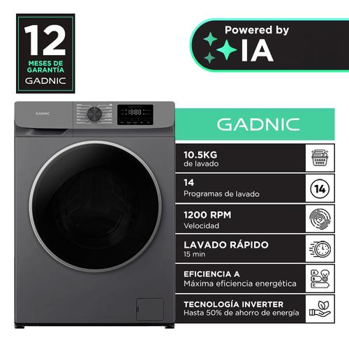 Lavarropas Automatico Gadnic 10.5 Kg Carga Frontal 14 Programas Inverter 1200 RPM Gris Oscuro - 0