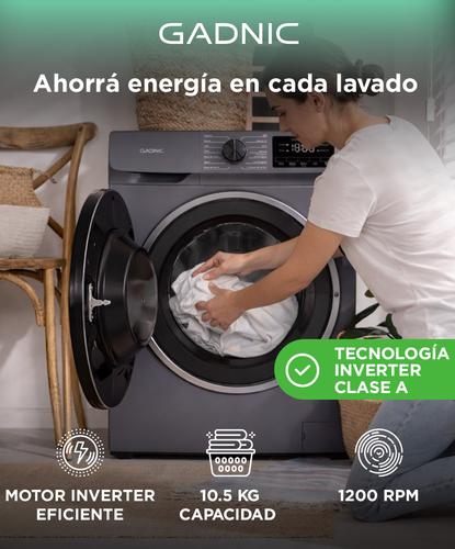 Lavarropas Automatico Gadnic 10 Kg Carga Frontal 14 Programas Inverter 1200 RPM Gris Oscuro - 1