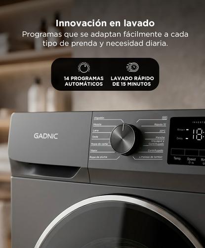 Lavarropas Automatico Gadnic 105 Kg Carga Frontal 14 Programas Inverter 1200 RPM Gris Oscuro - 3