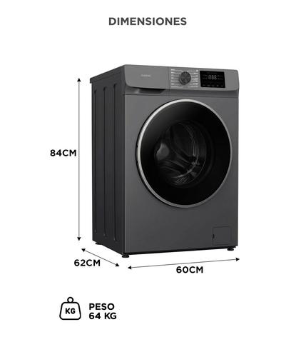 Lavarropas Automatico Gadnic 10 Kg Carga Frontal 14 Programas Inverter 1200 RPM Gris Oscuro - 5