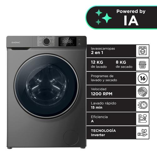 Lavasecarropas Gadnic 12Kg Lavado 8Kg Secado 1200RPM Inverter Automatico Frontal 1800W - 0