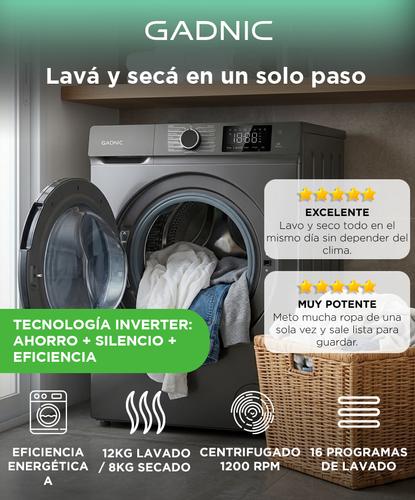 Lavasecarropas Gadnic 12 Kg Lavado 8 Kg Secado 1200 RPM Inverter Usado - 1