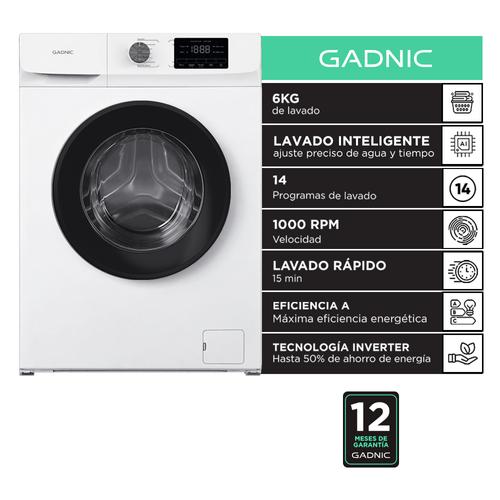  Lavarropas Gadnic 6 kg Inverter 1000 RPM 14 Programas 1850W Clase A Blanco - 0