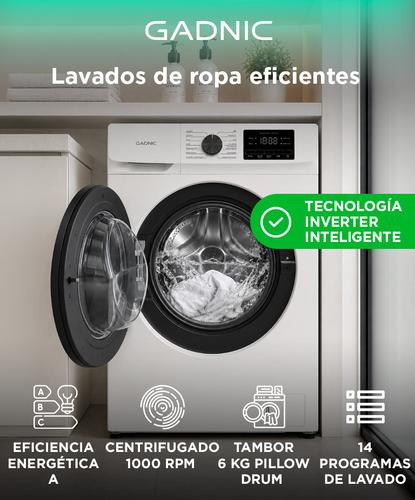 Lavarropas Automático Gadnic Blanco 6 Kg Slim Fit Tecnología Inverter 1000 RPM Carga Frontal 14 Programas Lavado Rápido 15 Min  - 1