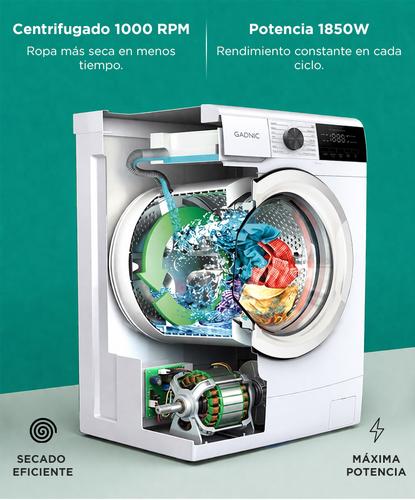  Lavarropas Gadnic 6 kg 1000 RPM 14 Programas 1850W Clase A Blanco - 2