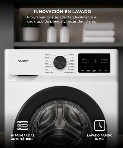 Lavarropas Automático Gadnic Blanco 6 Kg Slim Fit Tecnología Inverter 1000 RPM Carga Frontal 14 Programas Lavado Rápido 15 Min  - 4