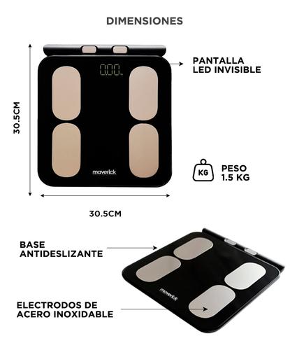 Balanza Digital Corporal Maverick Hasta 180kg Peso Masa Muscular - 4