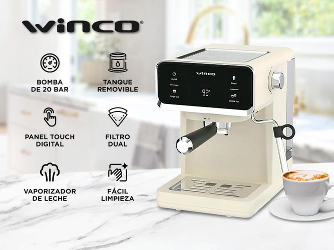 Cafetera Express Winco W1927 Con Espumador De Leche Digital Touch 20 BAR - 1