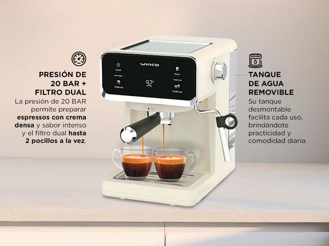 Cafetera Express Winco W1927 Con Espumador De Leche Digital Touch 20 BAR - 3