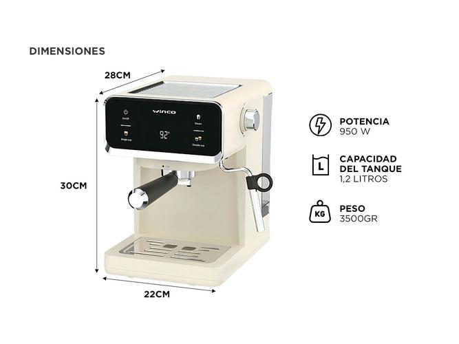 Cafetera Express Winco W1927 Con Espumador De Leche Digital Touch 20 BAR - 4