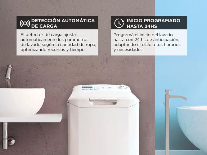 Lavarropas Candy CSTG 47TM41-12 carga superior 7Kg 1400 RPM Blanco Inverter - 4