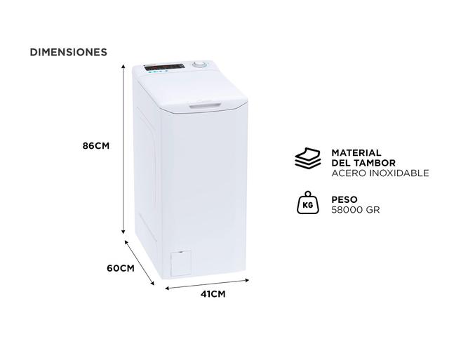Lavarropas Candy CSTG 47TM41-12 carga superior 7Kg 1400 RPM Blanco Inverter - 5