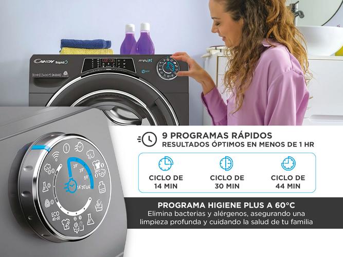 Lavasecarropas Candy Rapido ROW41066DWHCR-12 10KG  6KG 1400RPM inverter Antracita - 3