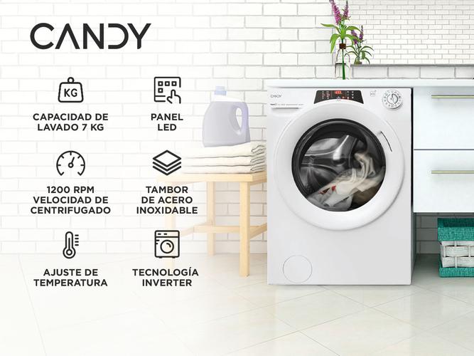 Lavarropa Candy RO1274DWMT1-12 Carga Frontal 7 KG 1200 RPM Blanco Inverter - 1