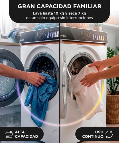 Lavasecarropas Codini BIAFB10014B 10kg A  7kg inverter  1400 rpm Color Blanco - 2