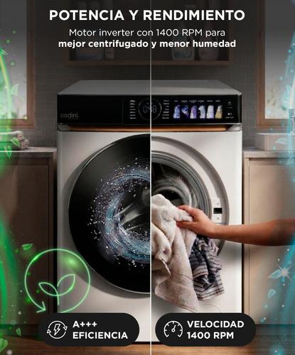 Lavasecarropas Codini BIAFB10014B 10kg A  7kg inverter  1400 rpm Color Blanco - 3