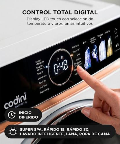 Lavasecarropas Codini BIAFB10014B 10kg A  7kg inverter  1400 rpm Color Blanco - 4