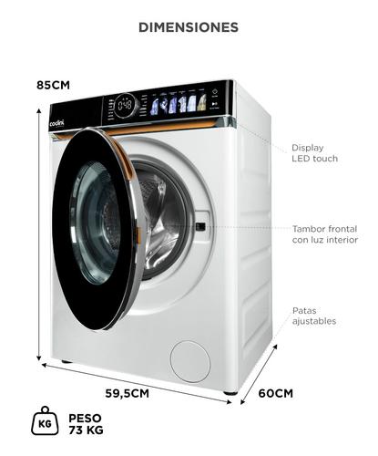 Lavasecarropas Codini BIAFB10014B 10kg A  7kg inverter  1400 rpm Color Blanco - 5