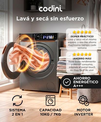 Lavasecarropas Codini 10kg A 7kg inverter 1400 rpm Color Gris  - 1