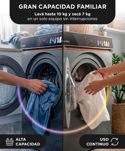 Lavasecarropas Codini 10kg A 7kg inverter 1400 rpm Color Gris  - 2