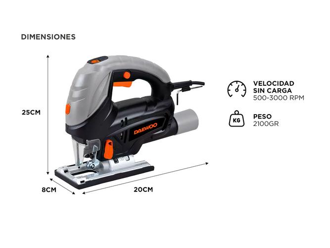 Sierra Caladora Daewoo DAJS600 Corta Madera Metal Plástico - 4