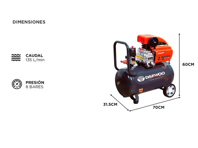 Compresor De Aire Daewoo DAC50D Portátil 2 5 HP - 4