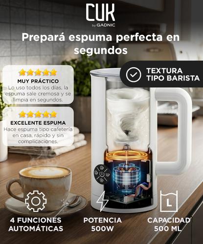 Espumador De Leche CUK By Gadnic 4 funciones 450 ML Espuma Cremosa 500W Acero Inoxidable - 1