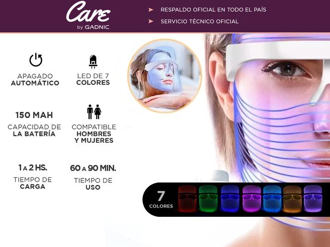 Máscara Led Facial 7 Luces Fototerapia Antiedad Rosacea Acne - 1