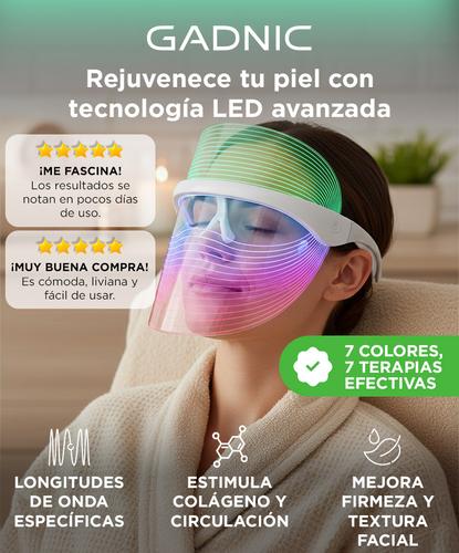 Máscara Led Facial 7 Luces Fototerapia Antiedad Rosacea Acne - 1