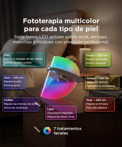 Máscara Led Facial 7 Luces Fototerapia Antiedad Rosacea Acne - 2