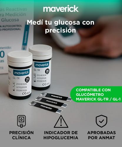 Tiras Reactivas Maverick Compatibles Con Glucómetro GL-TR  GL-1 Aprobadas AMNAT  - 1