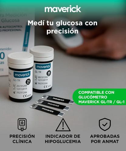 Tiras Reactivas Maverick Compatibles Con Glucómetro GL-TR  GL-1 Aprobadas AMNAT  - 1